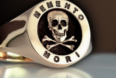 Skull & Bones Memento Mori Masonic Signet Ring