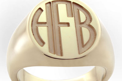 Monogramed Classic Oval Signet Ring - Block / Traditional