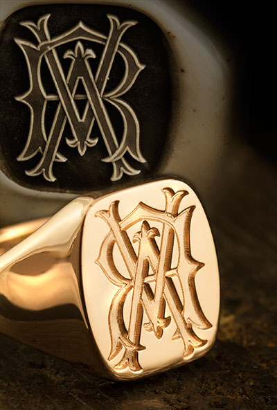 Classic Cushion Signet Ring - Victorian Monogram / Traditional Seal