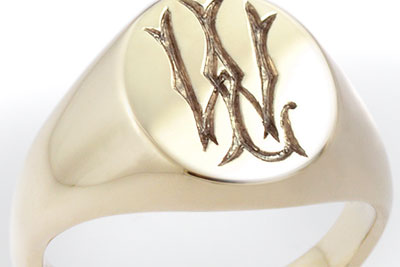 Monogramed Classic Oval Signet Ring - Victorian / Traditional