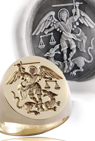 Signet Ring Engraved with Saint Michael the Archangel