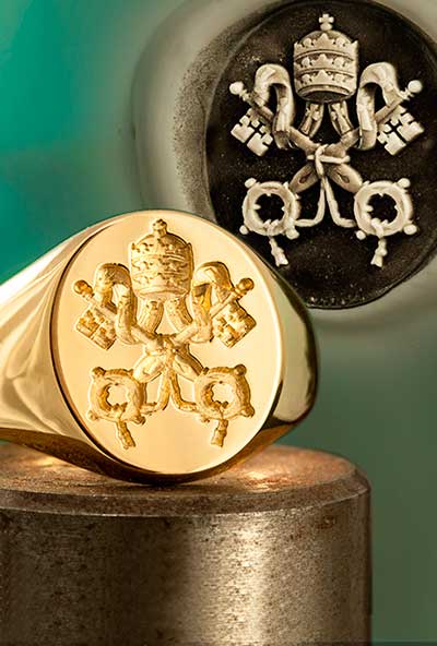 Vatican Seal Saint Peter's Crossed Keys Signet Ring