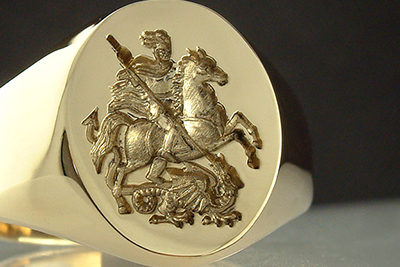 St. George Slaying The Dragon Signet Ring - Depiction from Military Badge