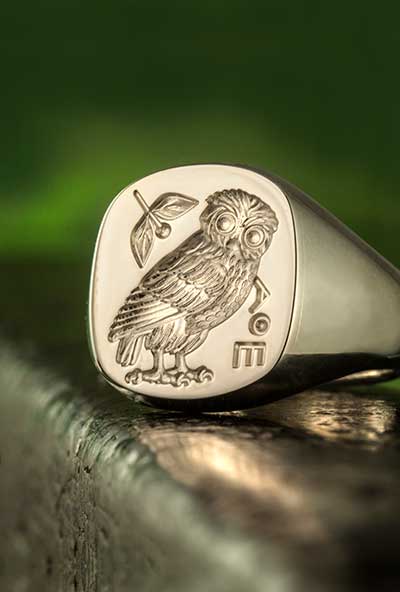Owl of Athena Signet Ring