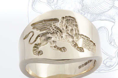 Make the Most of the Available Width - Venetian Lion of st. Mark Passant Cigar Ring