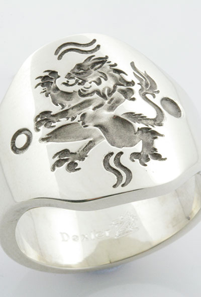 Cushion Ring - Gothic Rampant Lion Personalised with Symbols
