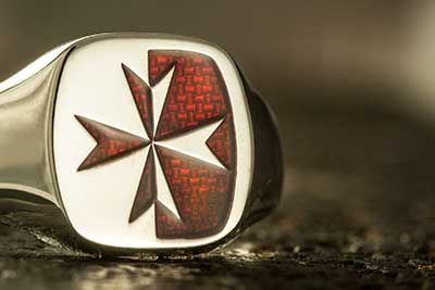 Maltese Cross Enamelled Signet Ring