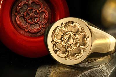 Tudor Rose 2 Emblem Signet Ring