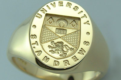 St Andrews University Signet Ring Traditionally Engraved