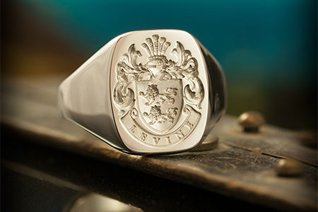 Mans Silver Signet Ring Tudor Style Arms Ring