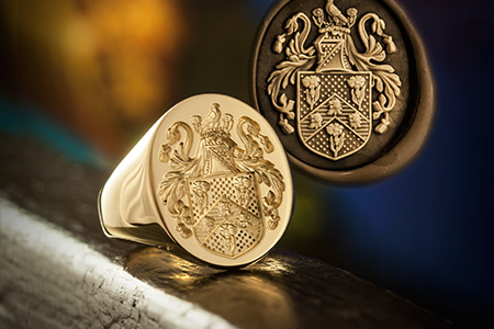 Mens Signet Ring Family Arms 18ct Gold