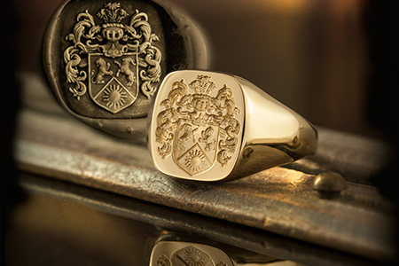 Mens Coat of Arms Signet Ring